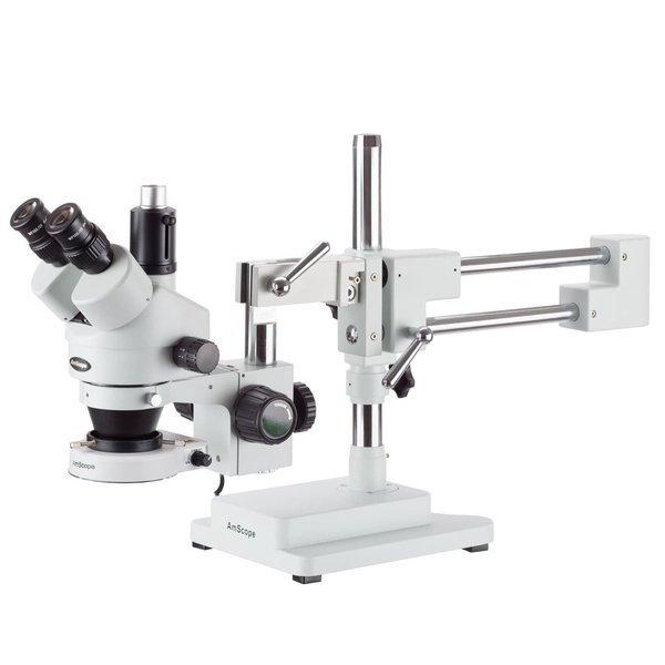 Amscope 3.5X-45X Trinocular Boom-Arm Stereo Microscope, 80-LED Ring Light, 5MP USB 3 C-mount Camera SM-4TX-80S-5M3